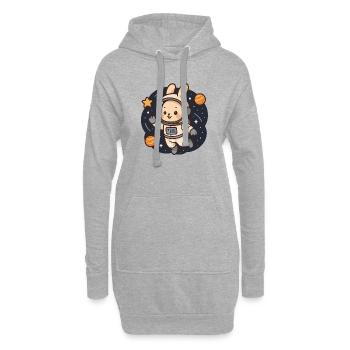 Lapin de l'espace en combinaison d'astronaute - Sweat-shirt à capuche long Femme - gris chiné - Devant