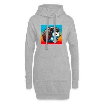 hérisson - Sweat-shirt à capuche long Femme - gris chiné - Devant