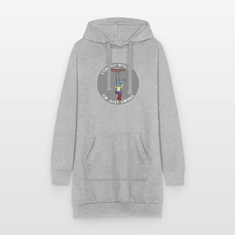 Komm, flieg mit mir oder schwing einfach Alien UFO Hoodie-Kleid