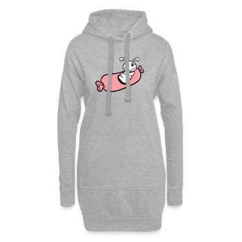 trou de chenille saucisse saucisses grill faim manger - Sweat-shirt à capuche long Femme - gris chiné - Devant