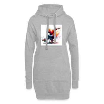 Danse urbaine au style dynamique - Sweat-shirt à capuche long Femme - gris chiné - Devant