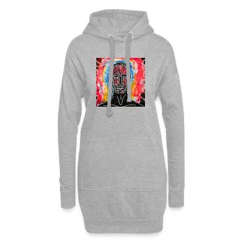 Abstraktes Porträt in leuchtenden Farben - Hoodie-Kleid - Grau meliert - Vorne