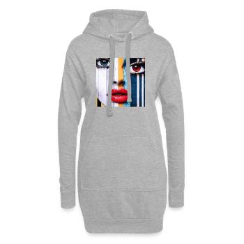 Farbenfrohes und ausdrucksstarkes Porträt - Hoodie-Kleid - Grau meliert - Vorne