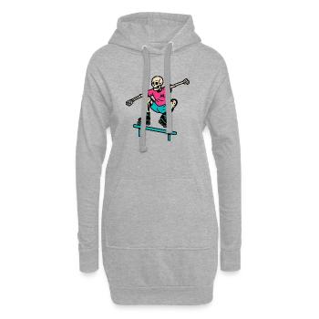 Neon Skelett grindet auf Inline-Skates - Hoodie-Kleid - Grau meliert - Vorne