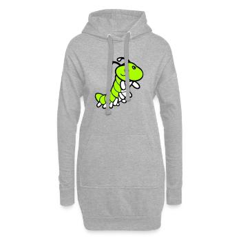 Raupe süß lieb kleine lächelt freundlich glücklich - Hoodie-Kleid - Grau meliert - Vorne