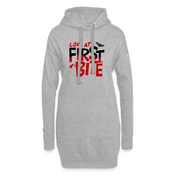 Coup de foudre à la première bouchée - Sweat-shirt à capuche long Femme - gris chiné - Devant