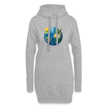 Erde - Earth - Planet Erde Universum - Hoodie-Kleid - Grau meliert - Vorne