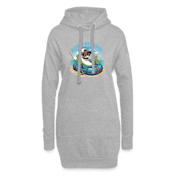 Poisson-grenouille sur carton avec chapeau et lunettes de soleil - Sweat-shirt à capuche long Femme - gris chiné - Devant