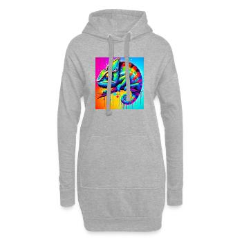 caméléon - Sweat-shirt à capuche long Femme - gris chiné - Devant