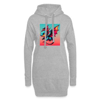 Drache - Hoodie-Kleid - Grau meliert - Vorne