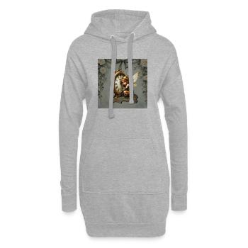 Zauberuhr mit mechanischer Fee - Hoodie-Kleid - Grau meliert - Vorne