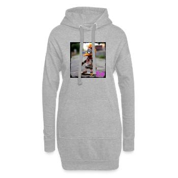 Poupée oiseau skateur streetart avec design artistique - Sweat-shirt à capuche long Femme - gris chiné - Devant