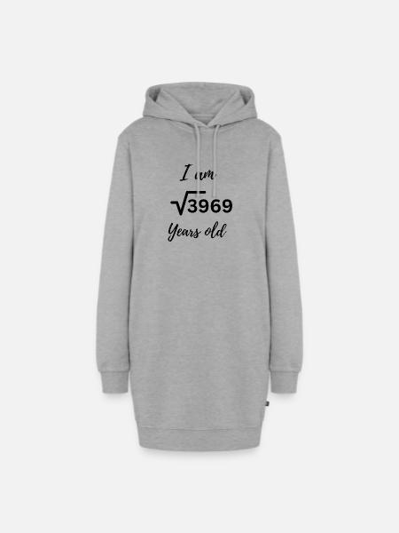 √3969 = 63 – Das besondere Geburtstagsdesign - Hoodie-Kleid - Grau meliert