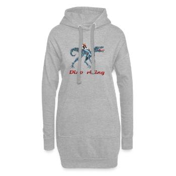 Illustration de l’aventurier Dino Rider - Sweat-shirt à capuche long Femme - gris chiné - Devant