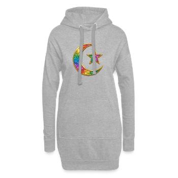 Muslime | Islam Regenbogen Himmelsmond und Stern Anstecknadel - Hoodie-Kleid - Grau meliert - Vorne