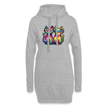 Katzen Paar Bunt - Hoodie-Kleid - Grau meliert - Vorne