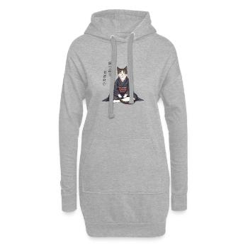 Moderne Anime Katze im Kimono – Zen Meditation - Hoodie-Kleid - Grau meliert - Vorne