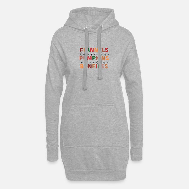 🍂 Flannels, Pumpkins & Bonfires – Fall Vibes  - Hoodie-Kleid - Grau meliert