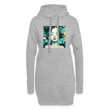 Surreales Märchenporträt mit leuchtenden Farben - Hoodie-Kleid - Grau meliert - Vorne