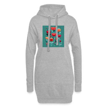 Abstrakte Blumen in leuchtenden Farben - Hoodie-Kleid - Grau meliert - Vorne