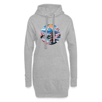 Ruhige japanische Berglandschaft - Hoodie-Kleid - Grau meliert - Vorne