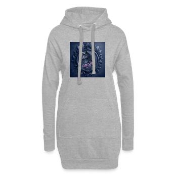 Licorne avec des fleurs dans les tons bleus - Sweat-shirt à capuche long Femme - gris chiné - Devant