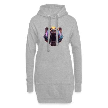 Neon tête de lion Art Design - Sweat-shirt à capuche long Femme - gris chiné - Devant