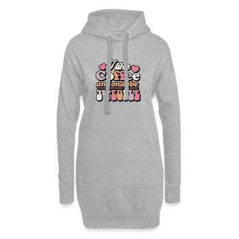 Kaffee und humorvolles Design für drei Personen - Hoodie-Kleid - Grau meliert - Vorne