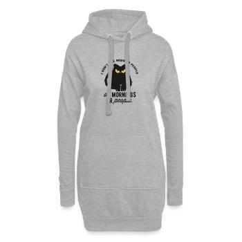 Katze mit morgendlicher Unzufriedenheit und Zitaten - Hoodie-Kleid - Grau meliert - Vorne