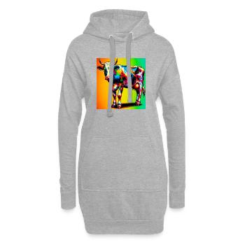 vache - Sweat-shirt à capuche long Femme - gris chiné - Devant