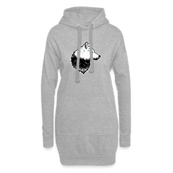 Silhouette de loup, forêt nocturne - Sweat-shirt à capuche long Femme - gris chiné - Devant