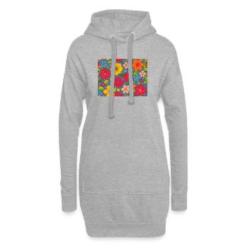 Blumenmuster im Boho-Design - Hoodie-Kleid - Grau meliert - Vorne