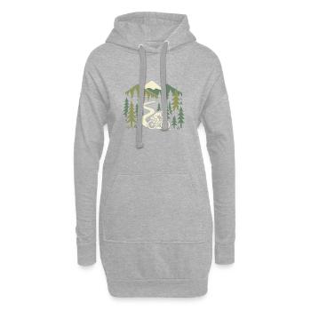 Abenteuerlicher Mountainbike-Motiv in Naturkulisse - Hoodie-Kleid - Grau meliert - Vorne