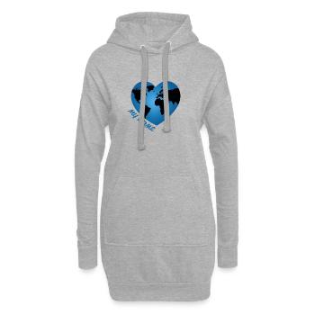 Mein Zuhause – Herz Planet Erde - Hoodie-Kleid - Grau meliert - Vorne