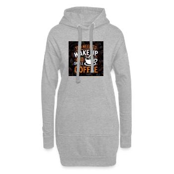 Wach auf und rieche Kaffee-Zitat-Design - Hoodie-Kleid - Grau meliert - Vorne