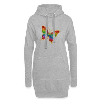 Farbiger Glitzer-Schmetterling - Hoodie-Kleid - Grau meliert - Vorne