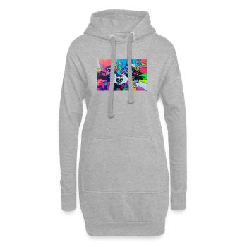 Bunter Waschbär - Hoodie-Kleid - Grau meliert - Vorne