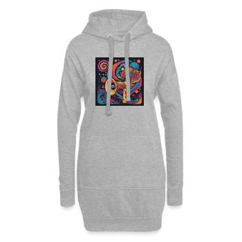 Psychedelic Exploration with Space Speaker - Hoodie Dress - heather grey - Front