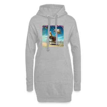Surrealistische Traumwelt Seniorin im Rollstuhl - Hoodie-Kleid - Grau meliert - Vorne