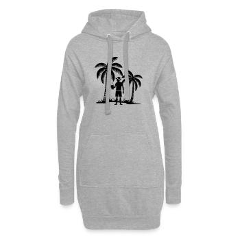 Urlaub Strand Palmen - Hoodie-Kleid - Grau meliert - Vorne