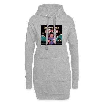 Lustiger Gamer-Stressabbau-Spruch - Hoodie-Kleid - Grau meliert - Vorne
