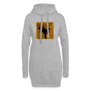 Vogelbaum Silhouette im Herbstfarben-Design - Hoodie-Kleid - Grau meliert - Vorne