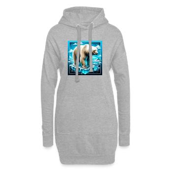 ours blanc - Sweat-shirt à capuche long Femme - gris chiné - Devant