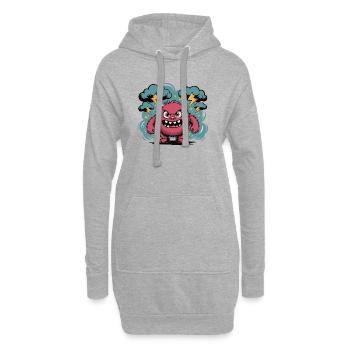 Heftige Sturmmonster-Illustration - Hoodie-Kleid - Grau meliert - Vorne