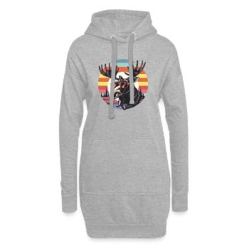 Élan rétro avec lunettes de soleil - Sweat-shirt à capuche long Femme - gris chiné - Devant