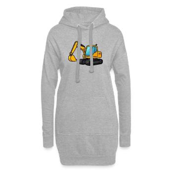 Miniaturbagger Illustration - Hoodie-Kleid - Grau meliert - Vorne