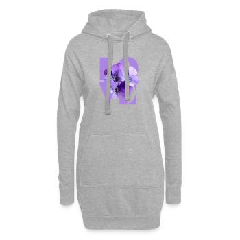 Lila Stiefmütterchen Blumenkunst - Hoodie-Kleid - Grau meliert - Vorne