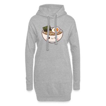 Süße Ramen Bowl mit lächelndem Gesicht - Hoodie-Kleid - Grau meliert - Vorne