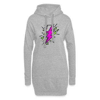 Zeitgenössischer violetter und grüner Strahl - Hoodie-Kleid - Grau meliert - Vorne