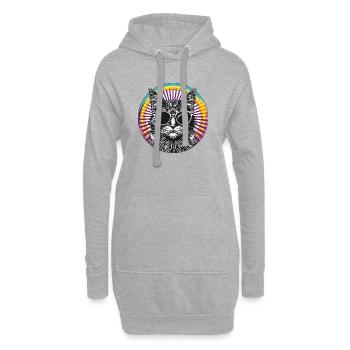 Katzenporträt mit Sonnenbrille - Hoodie-Kleid - Grau meliert - Vorne